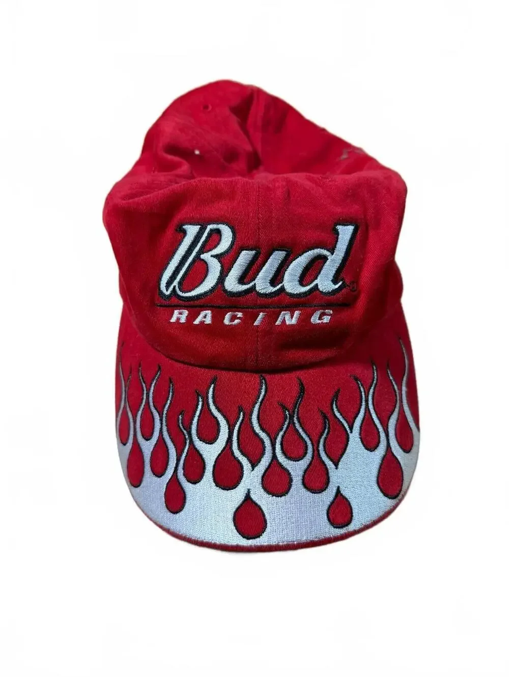 Y2K Bud Light Racing Red Flame Embroidered Baseball Cap Kids